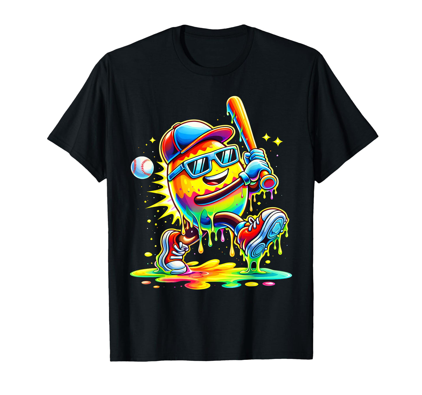 Dripping Drip Tie Dye Baseball Easter Egg Men Boy Kid T-Shirt
