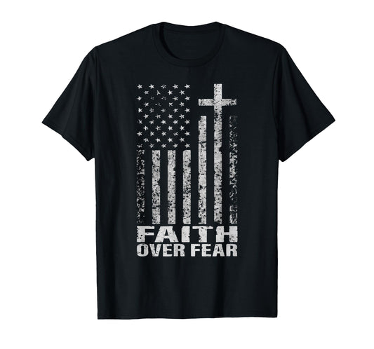 America Pride US Flag Faith Over Fear Christian Bible Prayer T-Shirt