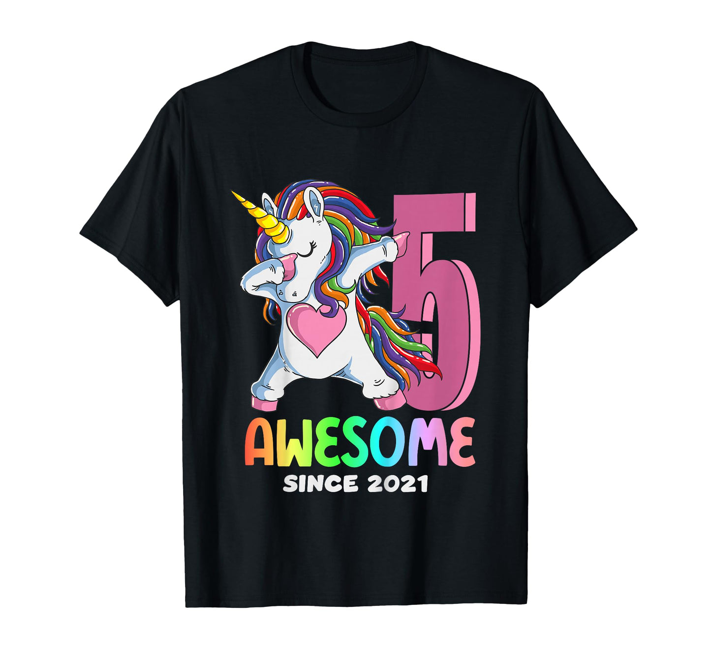 5th Birthday Girl Unicorn Shirt Awesome Since 2021 Toddler T-Shirt