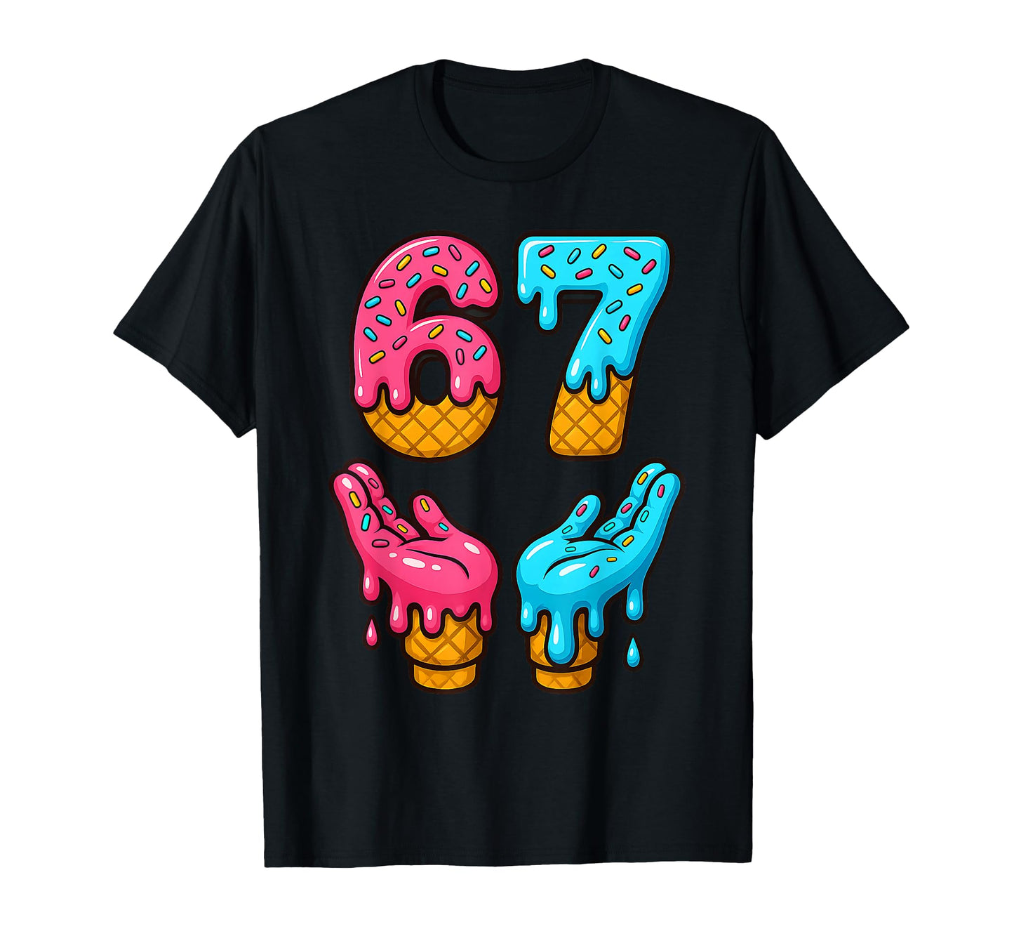 Six Seven Ice Cream Drip Meme 67 Funny Gen Alpha Slang 6 7 T-Shirt