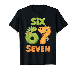 Six Seven Dinosaur Cute 67 Meme 6 7 Dino Kids Toddler Boys T-Shirt