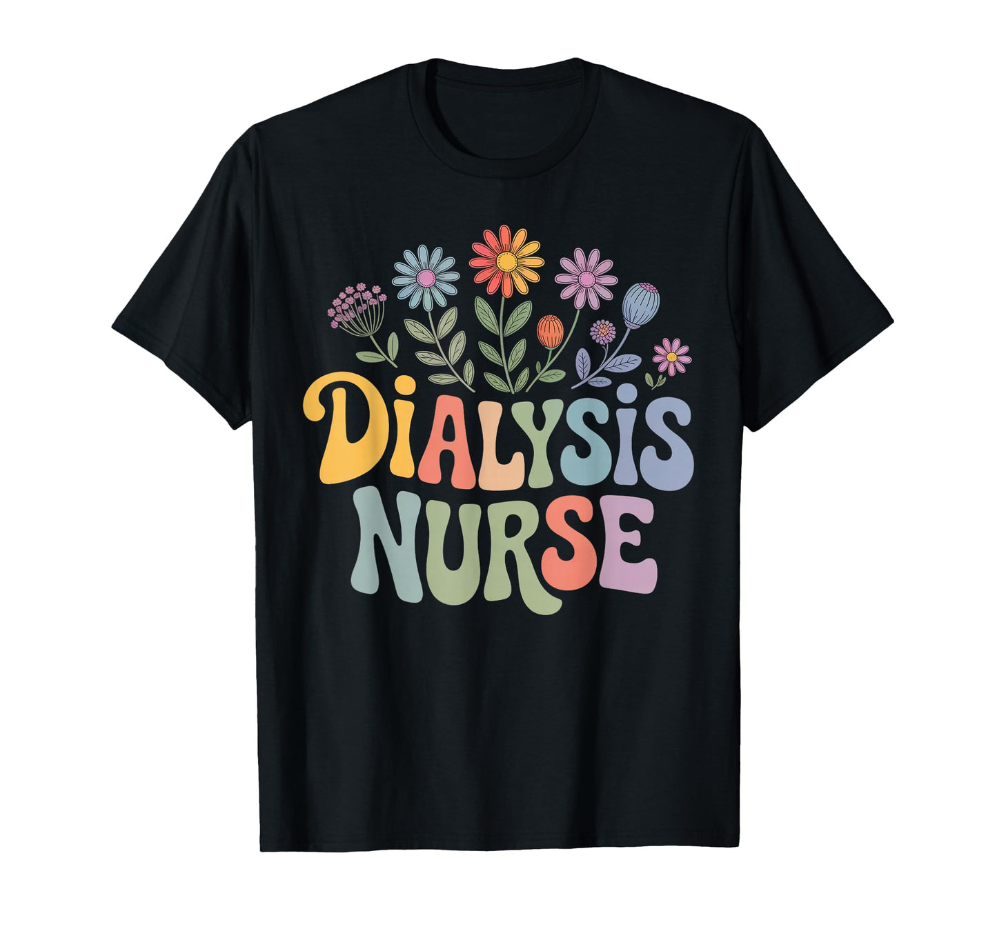 Nephrology Tech Kidney Flower Floral Dialysis Nurse T-Shirt