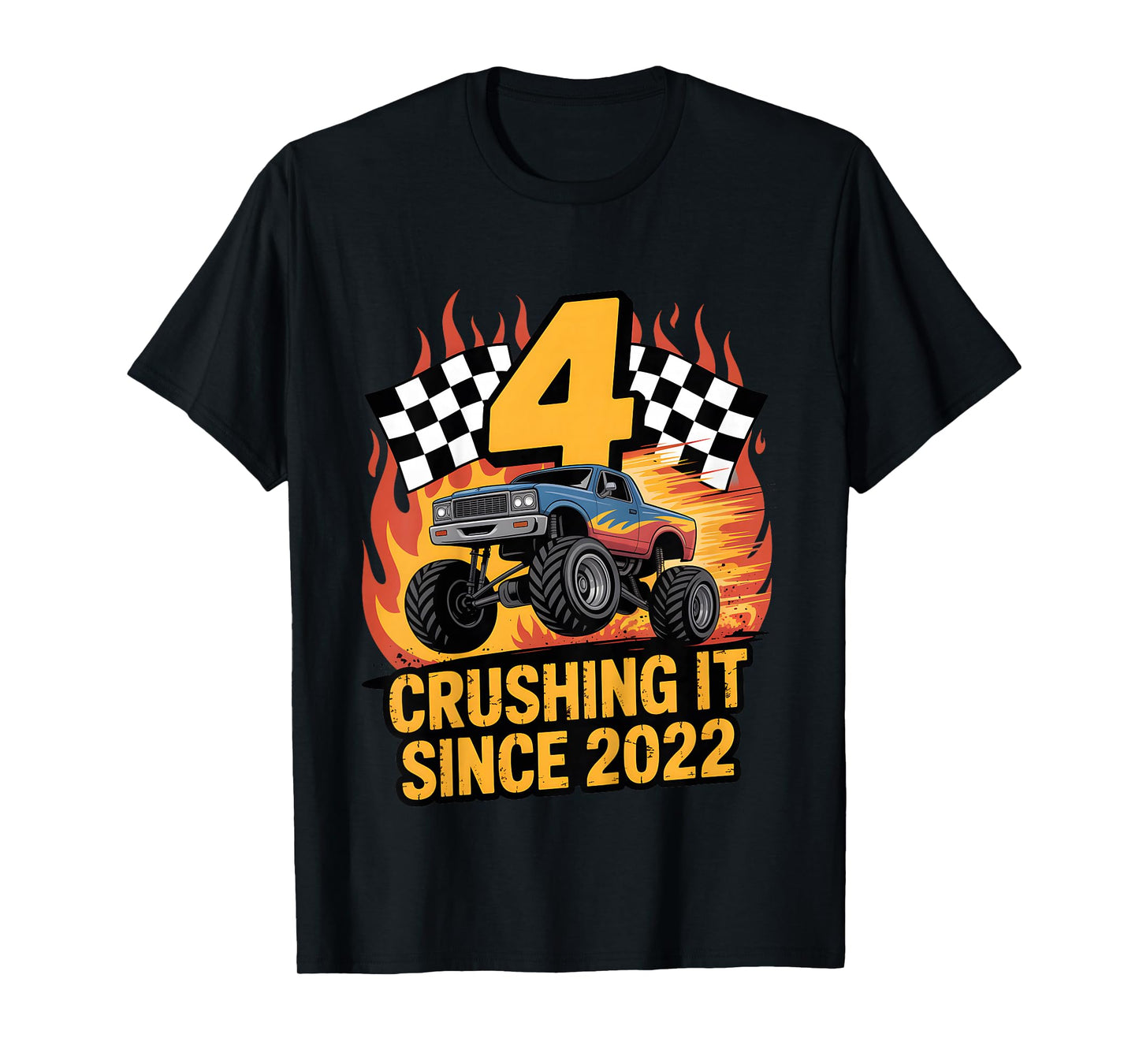 Crushing It Since 2022 Monster Truck 4 Year Old Birthday Boy T-Shirt