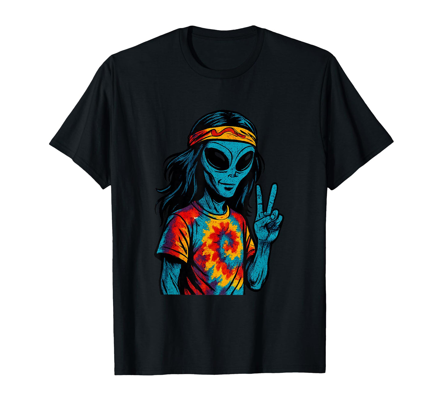 Hippie Alien Tie-Dye Design T-Shirt