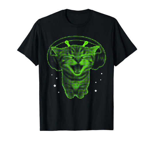 Retro Alien Cat Meme Funny Cat Vintage Space Kitty T-Shirt