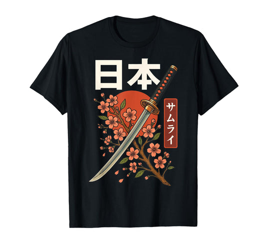 Samurai Katana Cherry Blossom T-Shirt