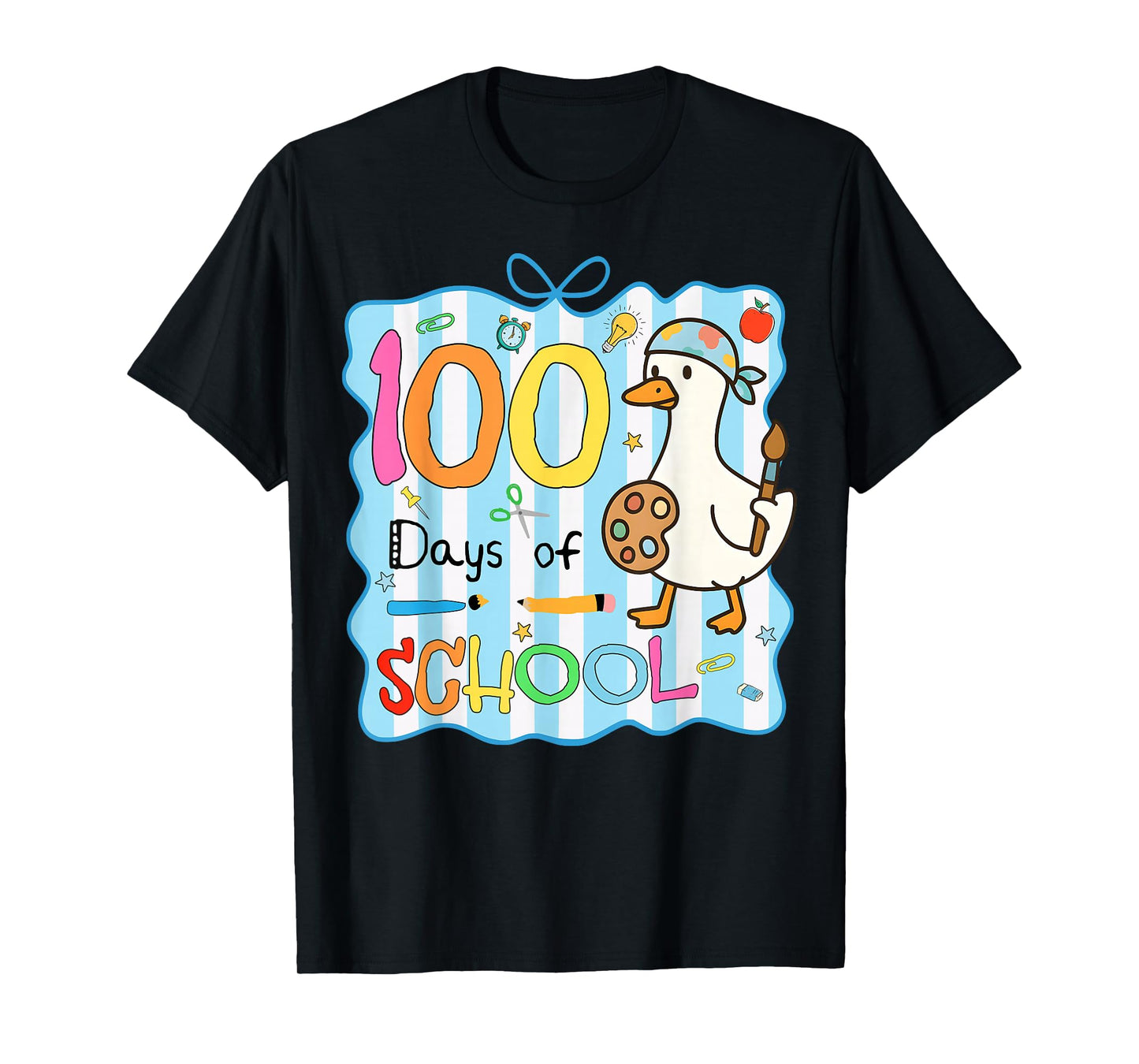 100 Days of School Art Goose 100th Day of School Boys Girls T-Shirt