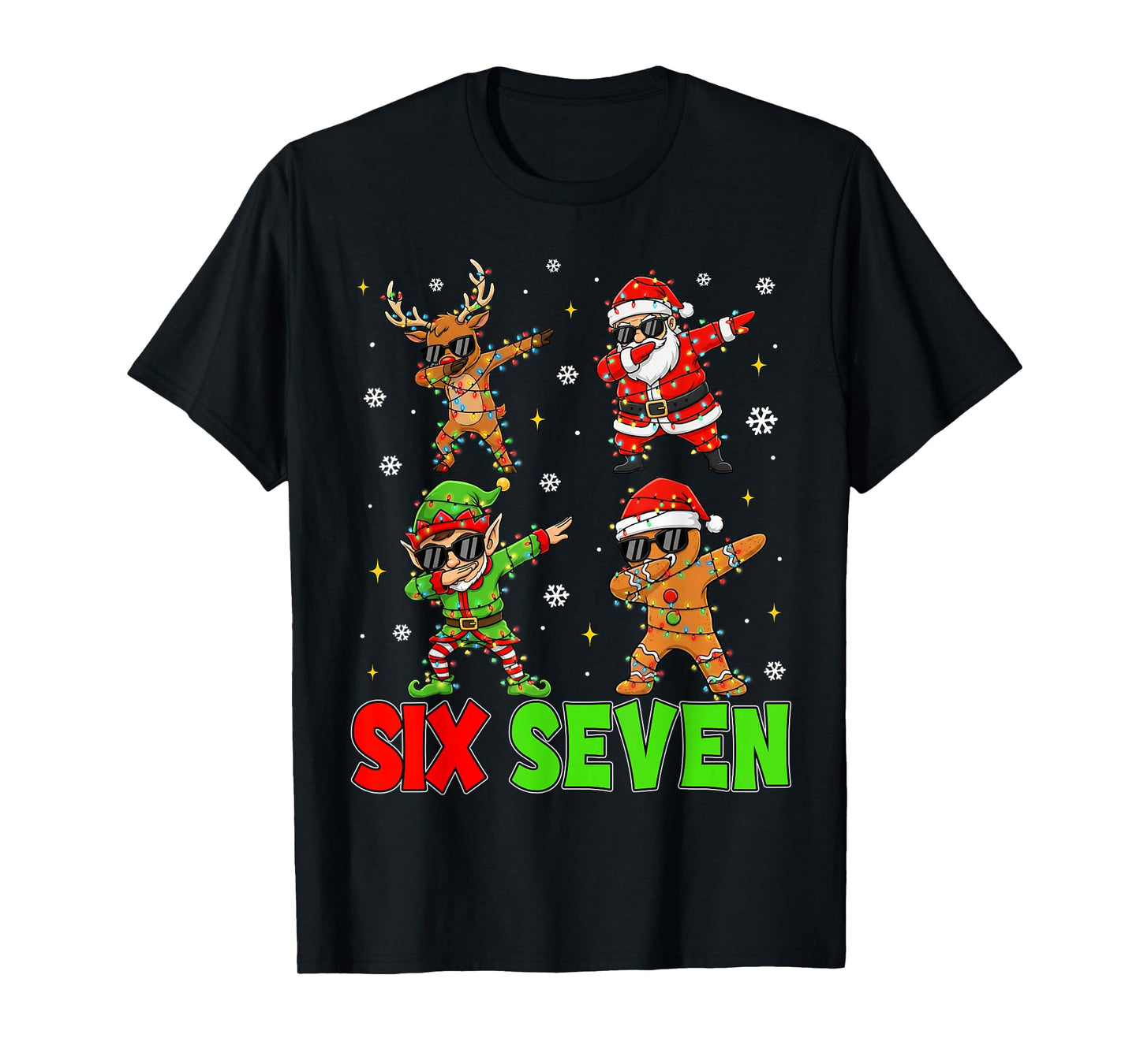67 Six Seven Santa Reindeer Elf Gingerbread Christmas Kids T-Shirt