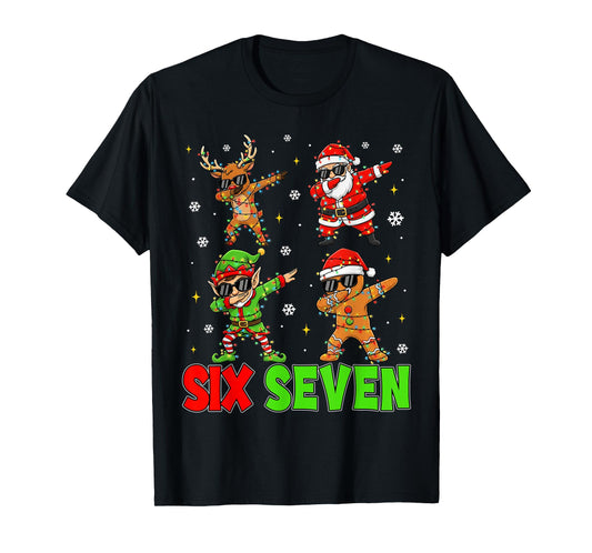 67 Six Seven Santa Reindeer Elf Gingerbread Christmas Kids T-Shirt