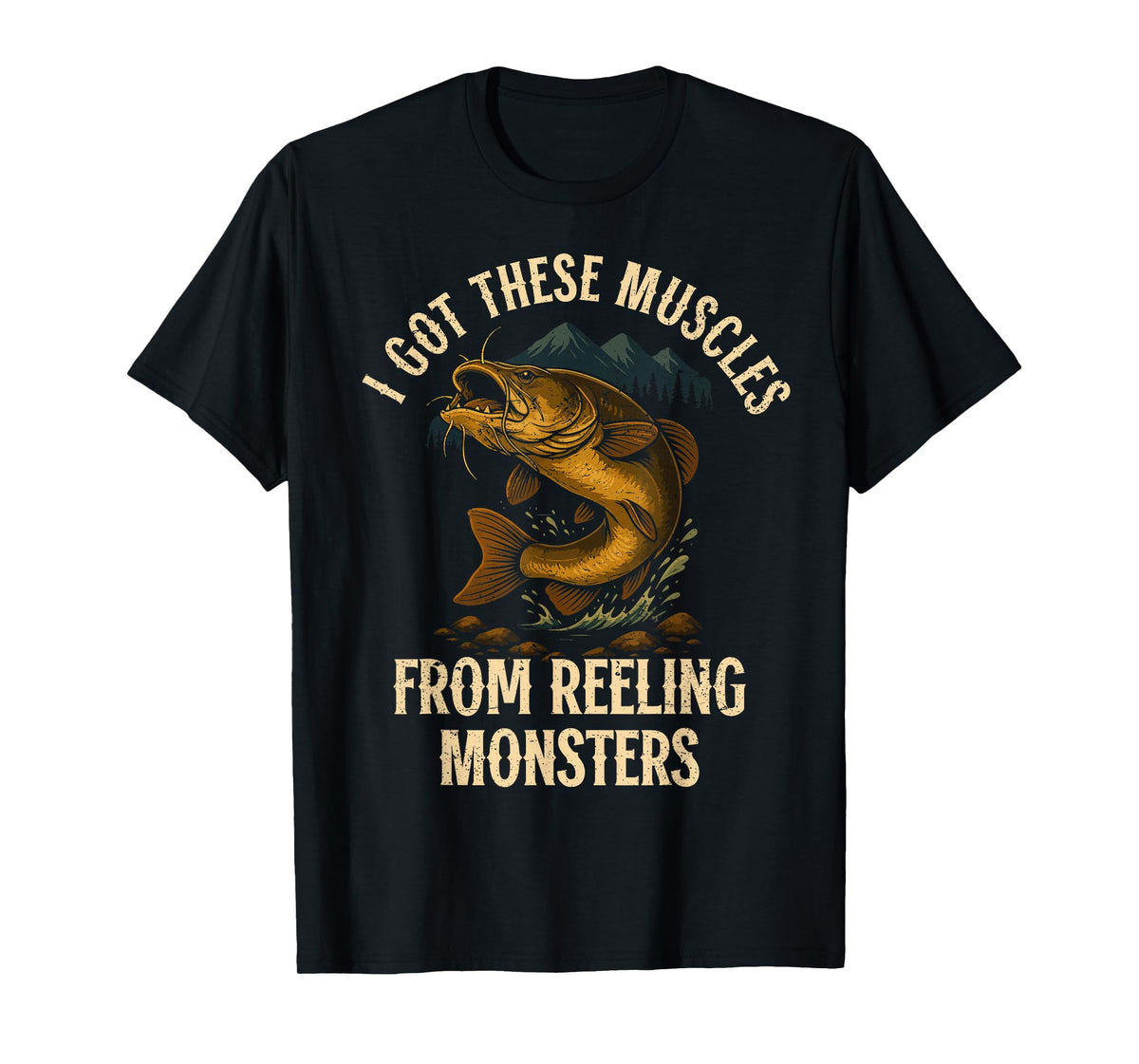Trophy Flathead Reeling Monsters Funny Catfish cat Fishing T-Shirt