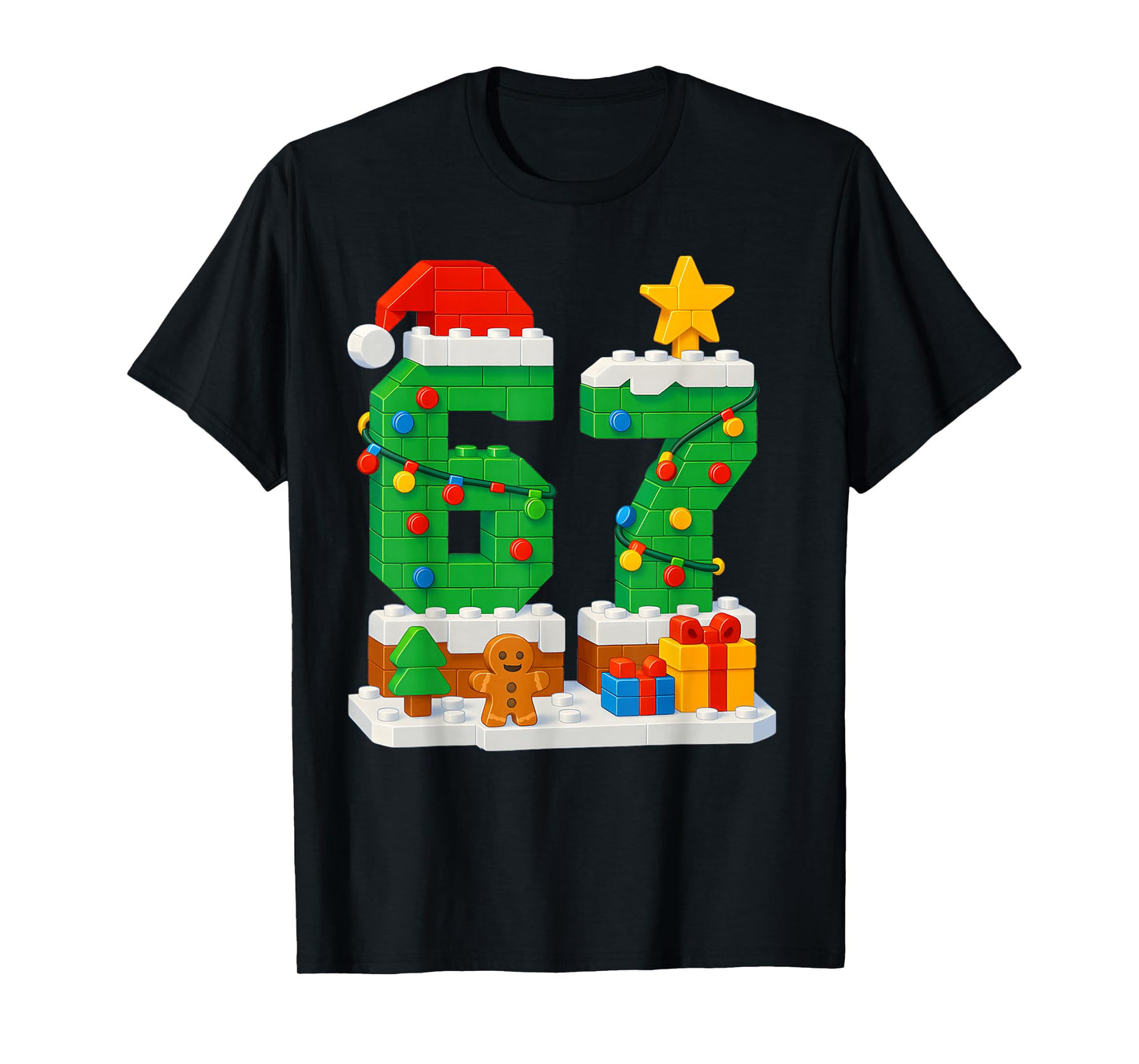 67 Christmas Building Blocks 6 7 Meme Boys Kids Funny Xmas T-Shirt