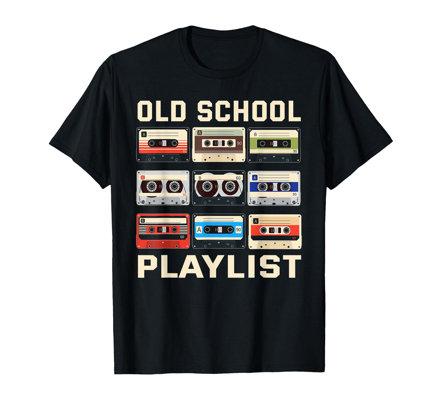 Old School Playlist Retro 80s 90s Cassette Tape Music T-Shirt