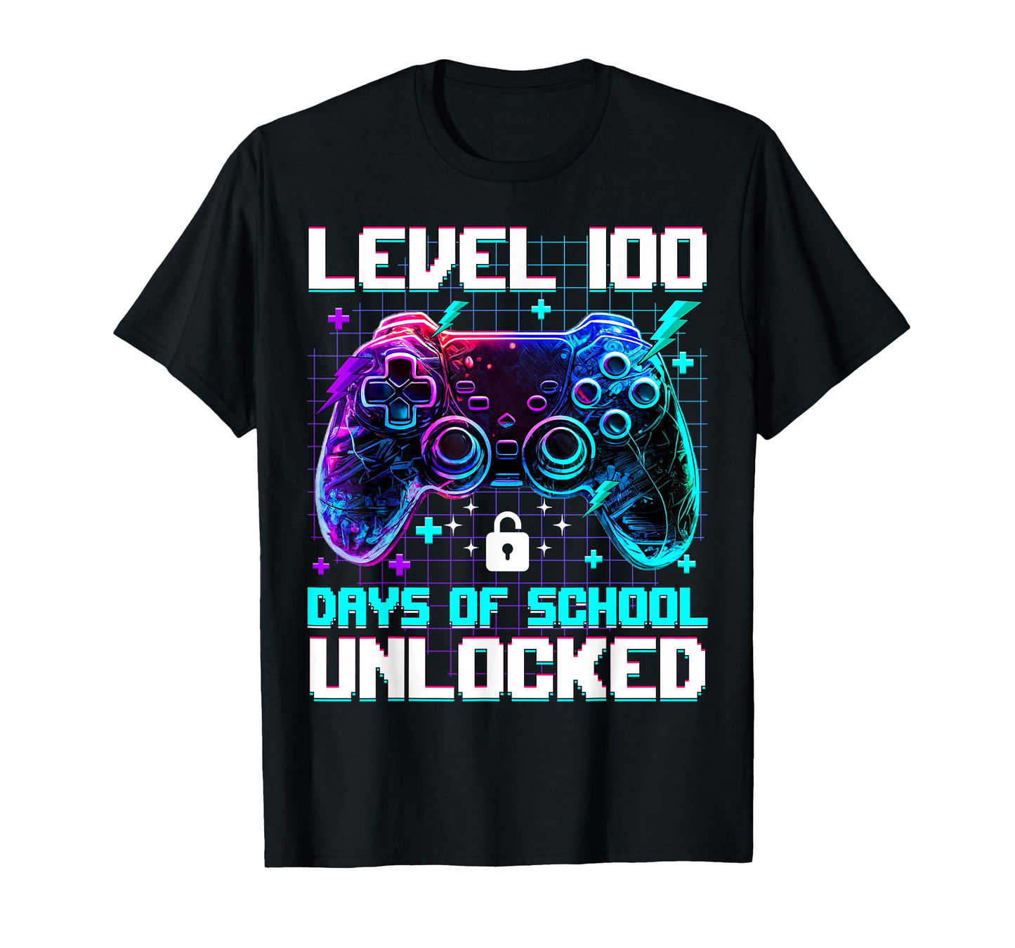 Level 100 Days of School Gaming Kids Boys 100th Day of Schoo T-Shirt
