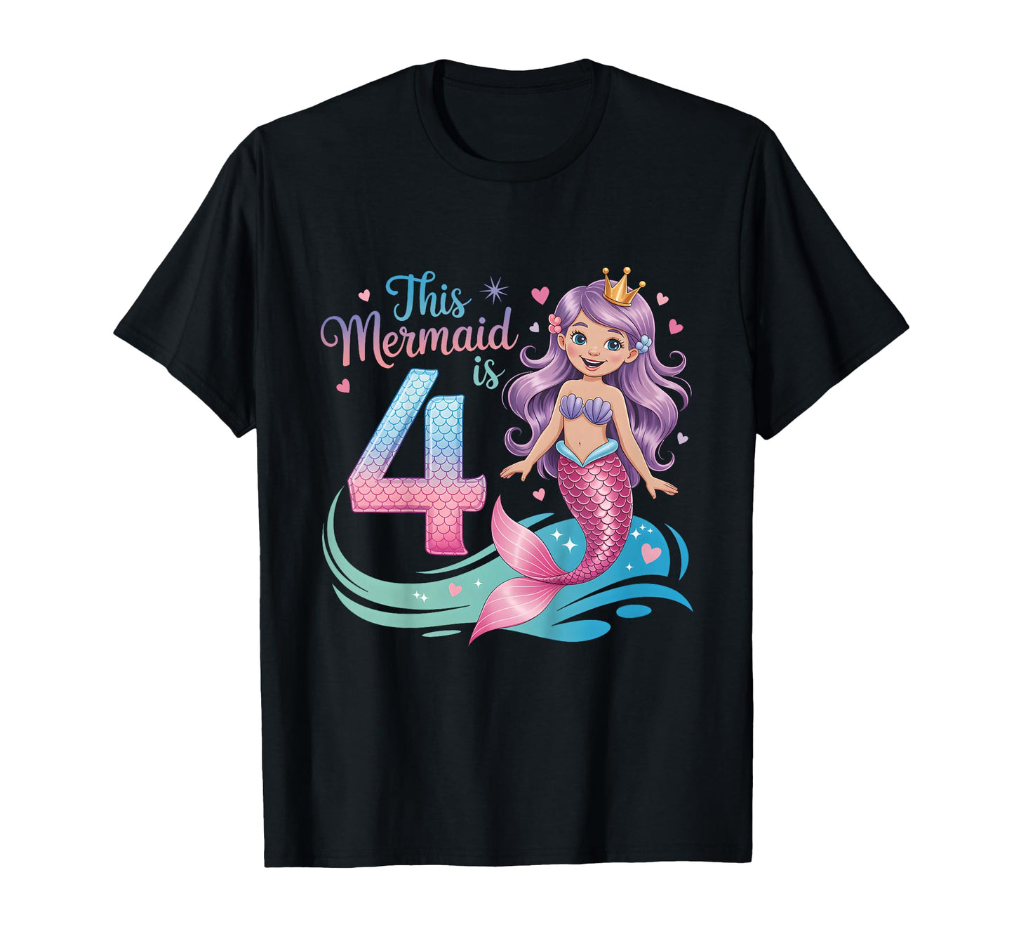 Kids Birthday This Mermaid is 4 Years 4th Birthday Mermaid T-Shirt