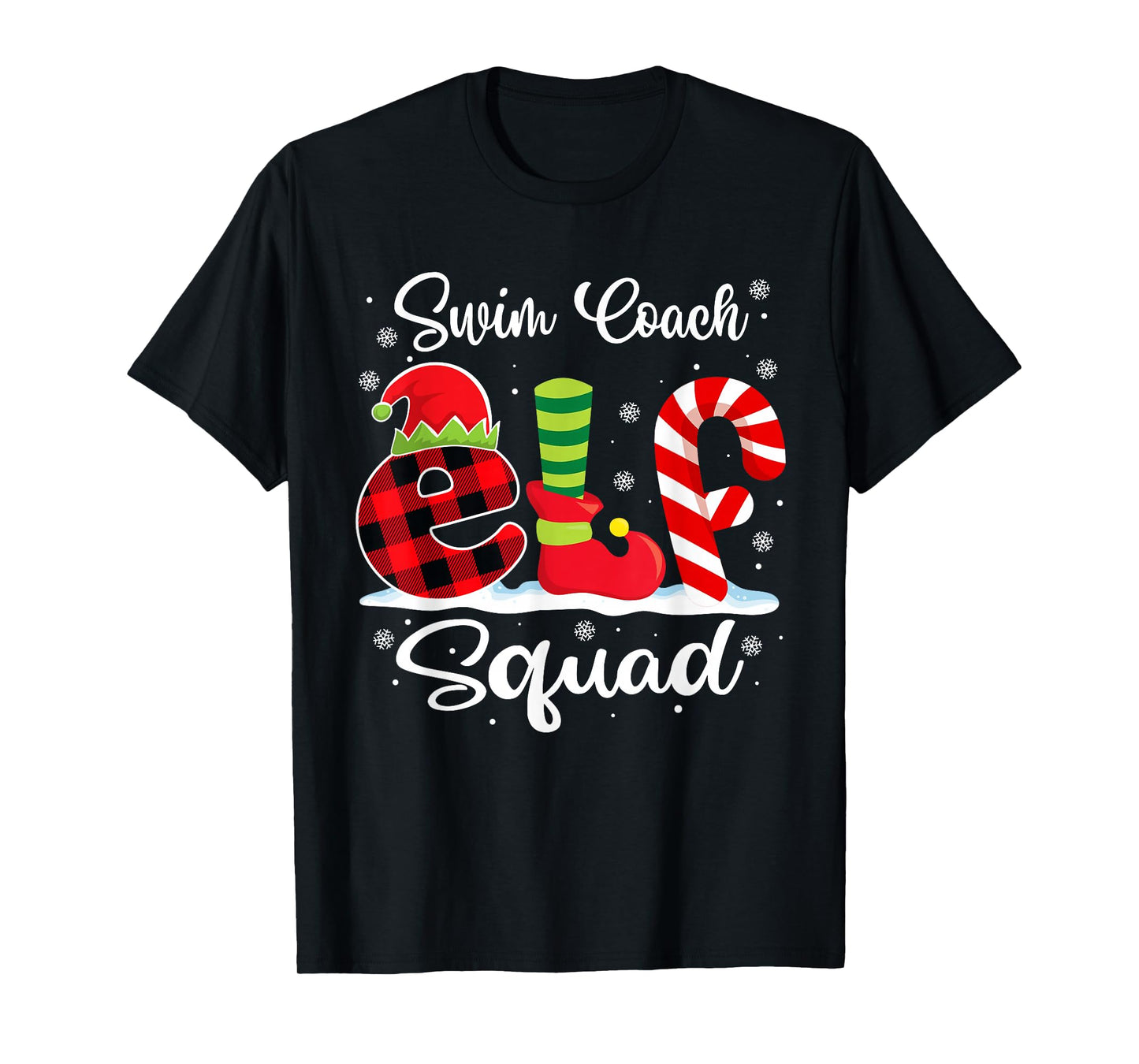 Swim Coach Elf Squad Christmas Matching X-mas T-Shirt