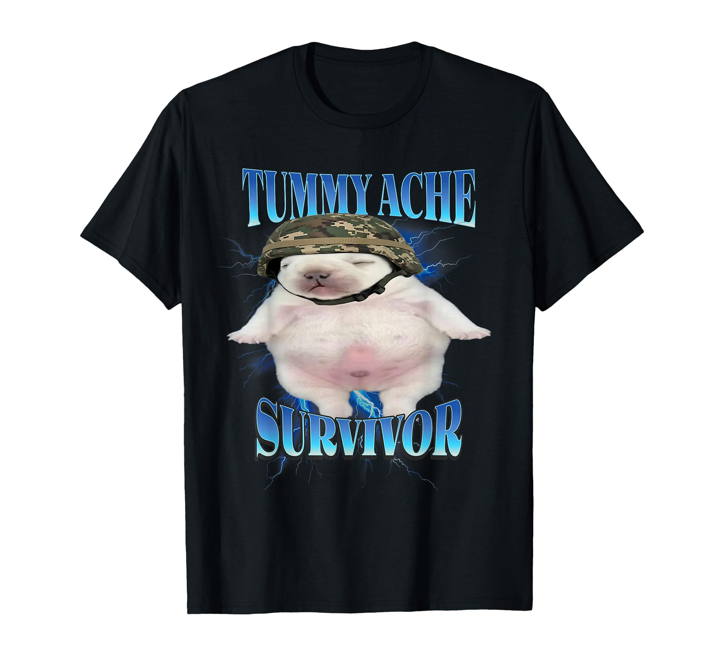 Tummy Ache Survivor Funny Pibble Graphic Meme Brainrot T-Shirt