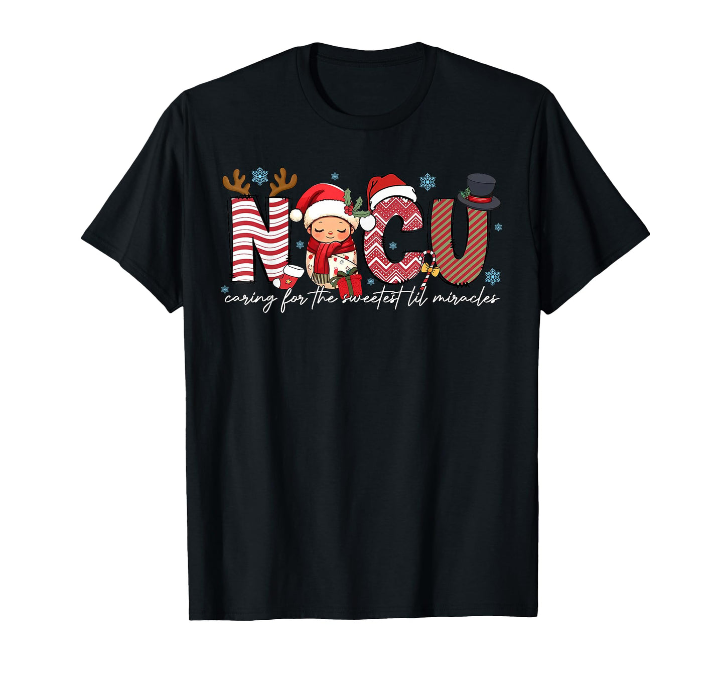 NICU Caring for Sweetest Lil Miracles Christmas Nurse Gift T-Shirt