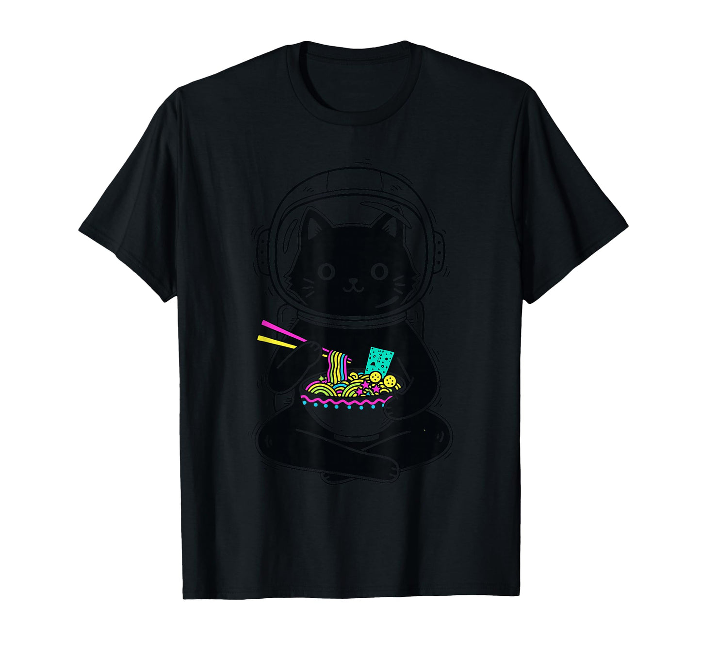 Funny Kawaii Ramen Anime Astronaut Cat Graphic Japanese T-Shirt