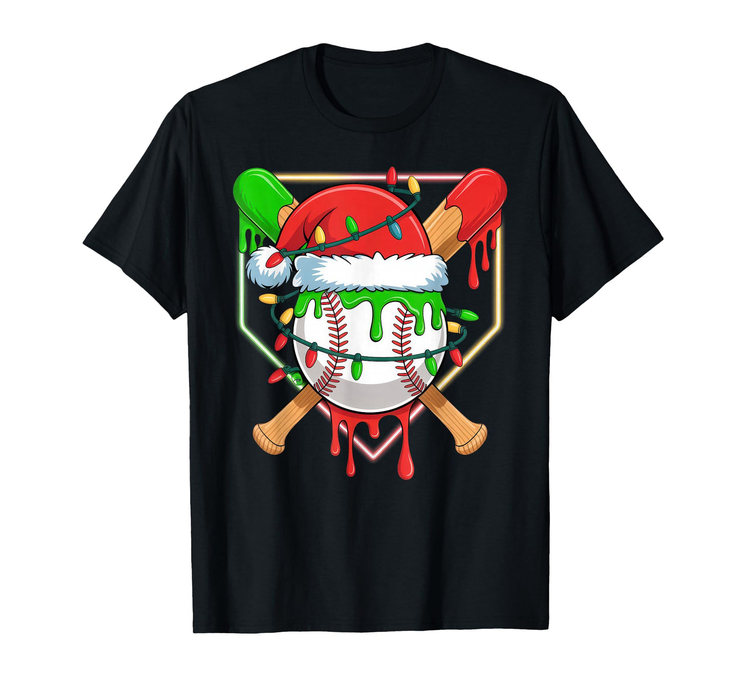 Baseball Christmas Tree Light Xmas Baseball Boys Kids T-Shirt