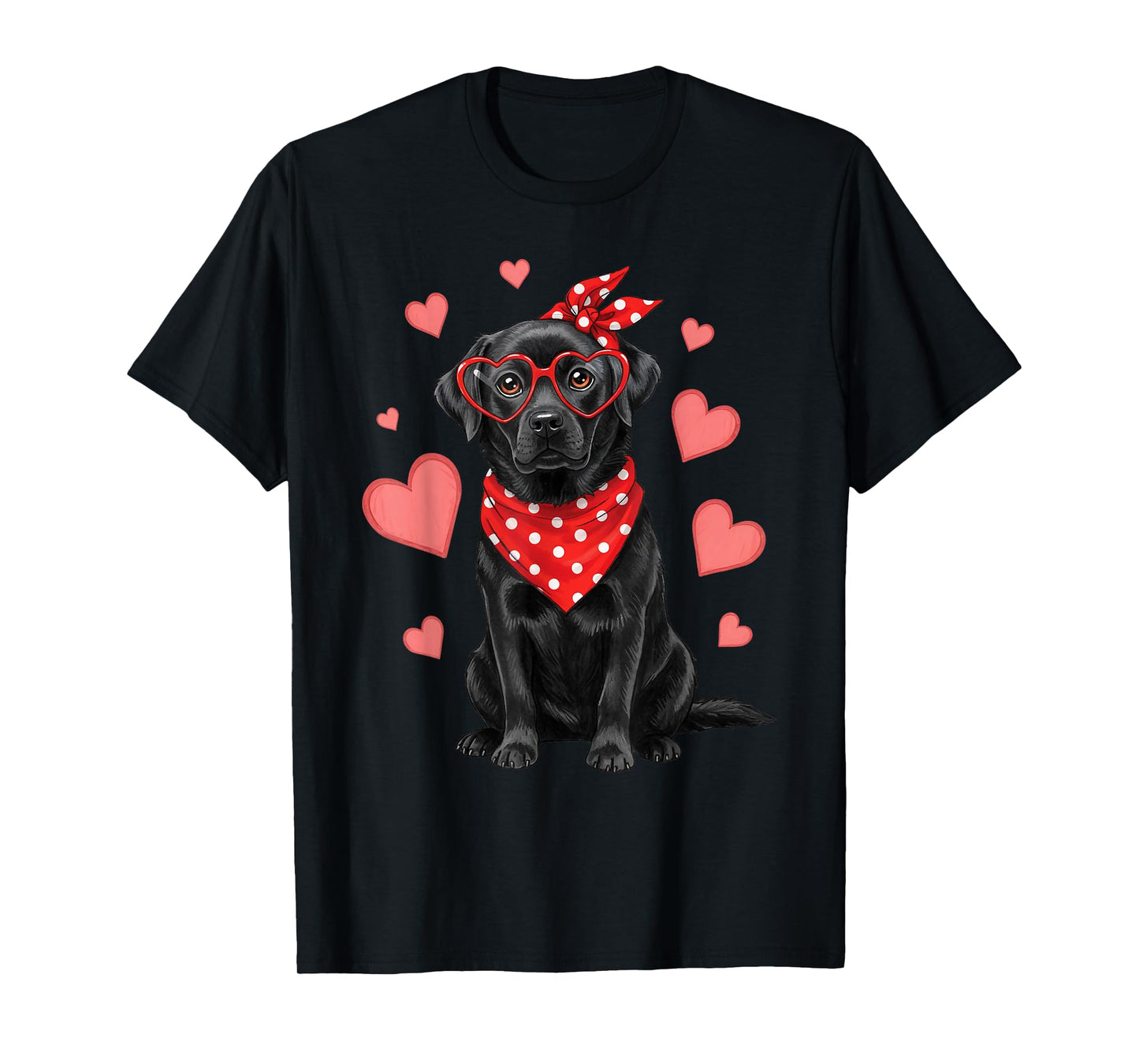 Labrador Dog Valentines Day Cute Heart Glasses Dog Lover T-Shirt