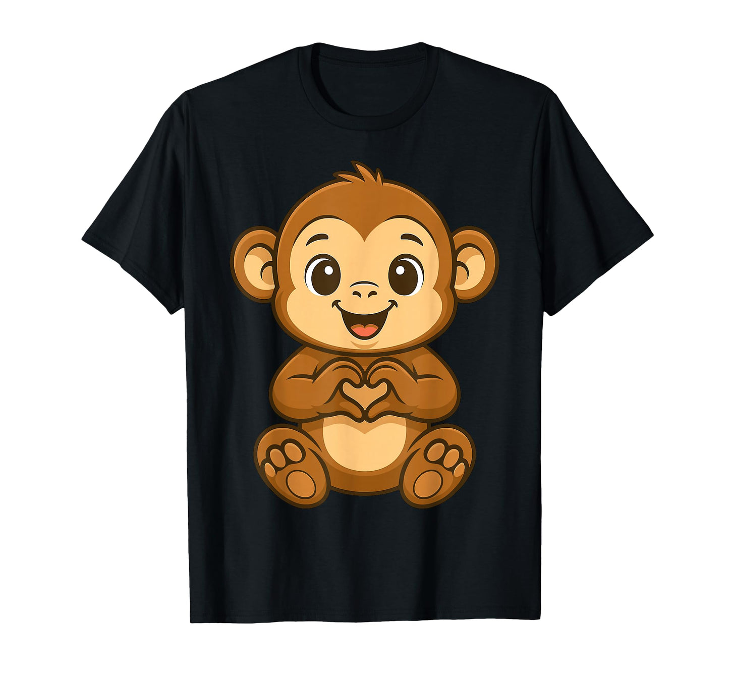 Monkey Doing Heart with Hands Valentines Day T-Shirt