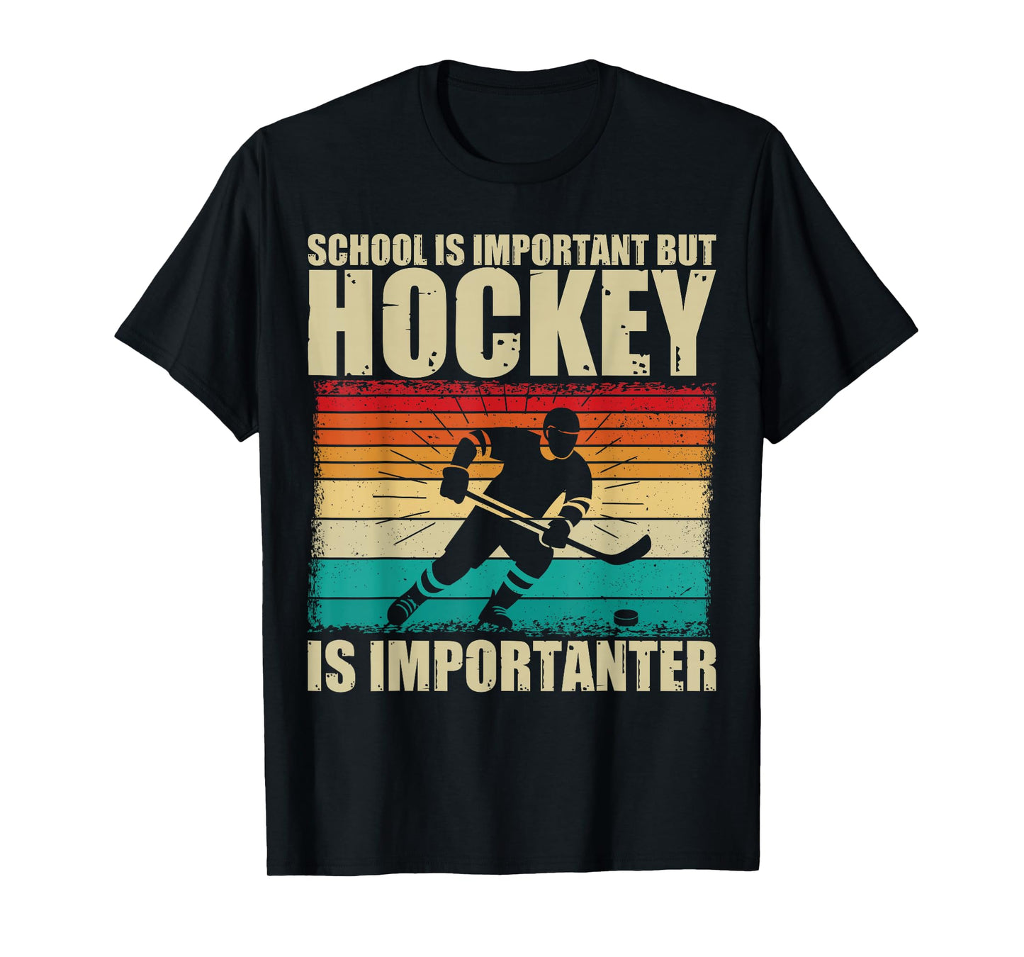School is Important Hockey is Importanter Funny Hockey Boys T-Shirt