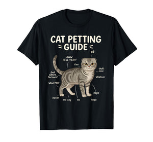 Scottish Fold Cat Petting Guide Funny Cat Lover T-Shirt