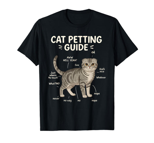 Scottish Fold Cat Petting Guide Funny Cat Lover T-Shirt