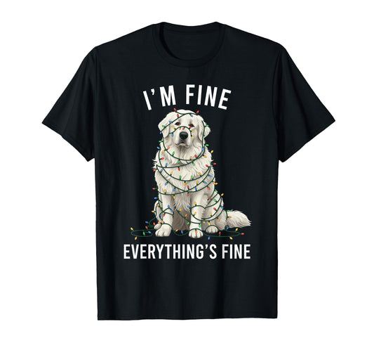 Great Pyrenees Christmas I'm Fine Everything is Fine T-Shirt