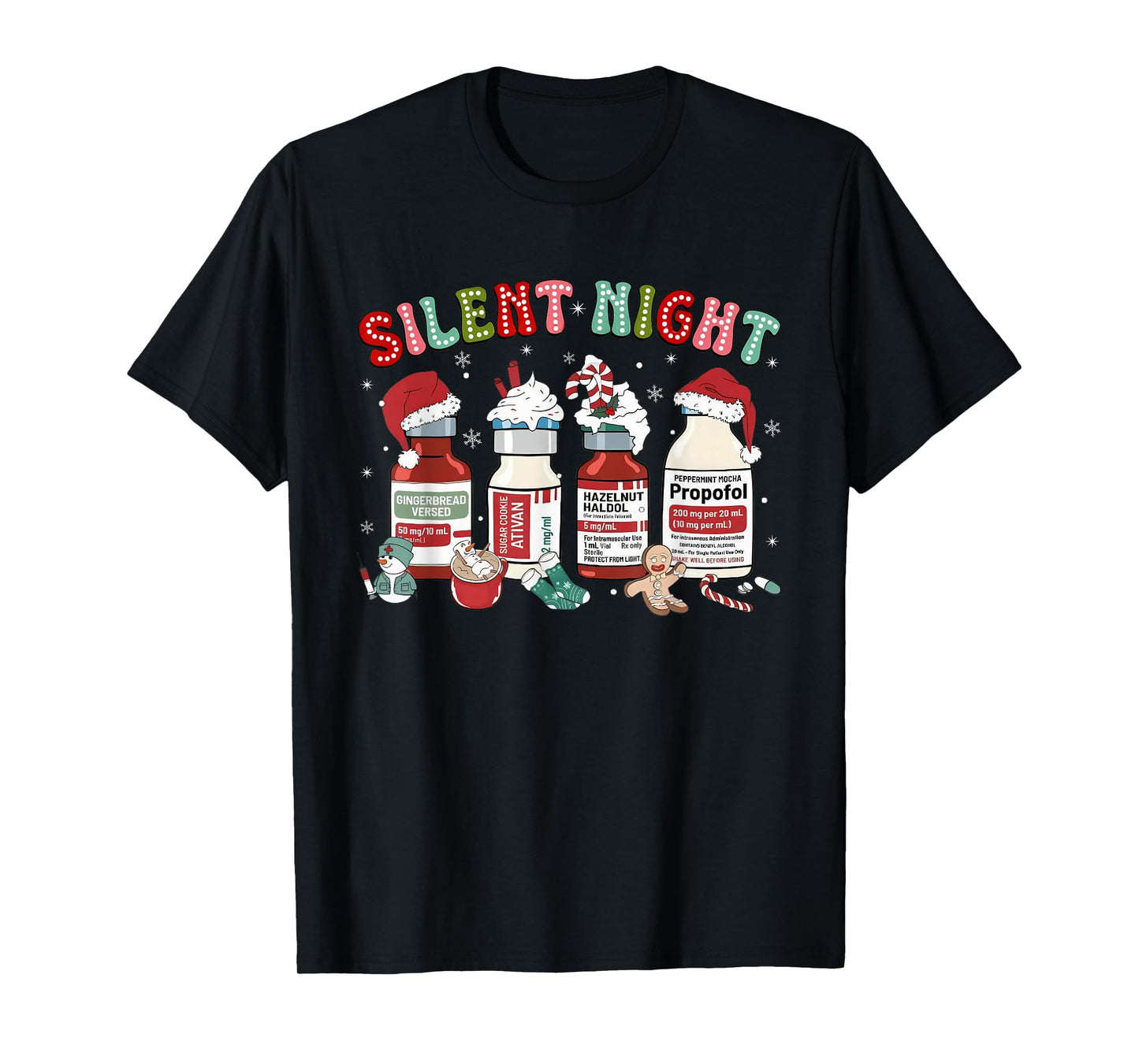 Merry Christmas ICU Nurse Santa Propofol Silent Night T-Shirt