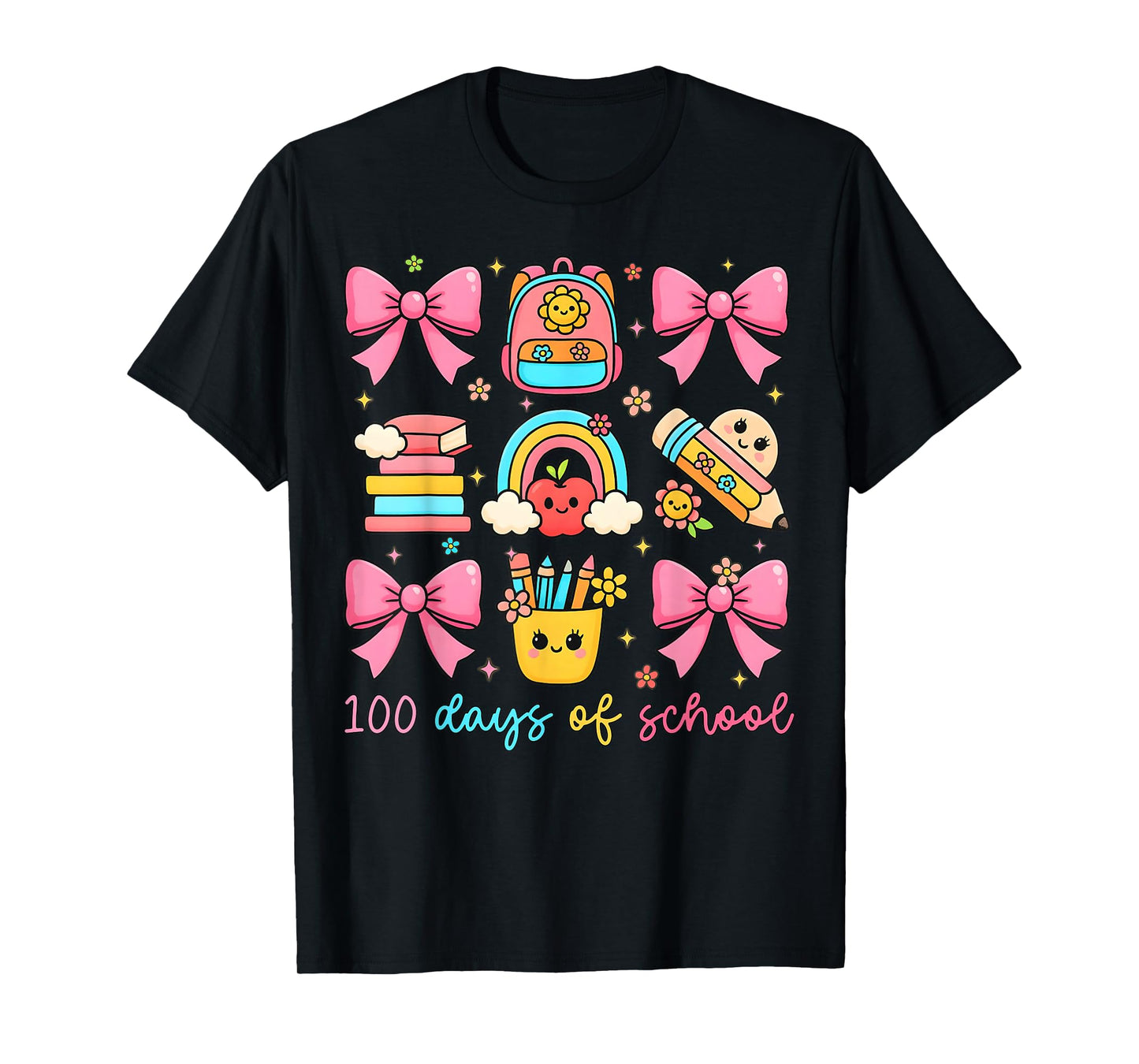 Coquette Bow 100th Day of School 100 Days Teacher Girls T-Shirt