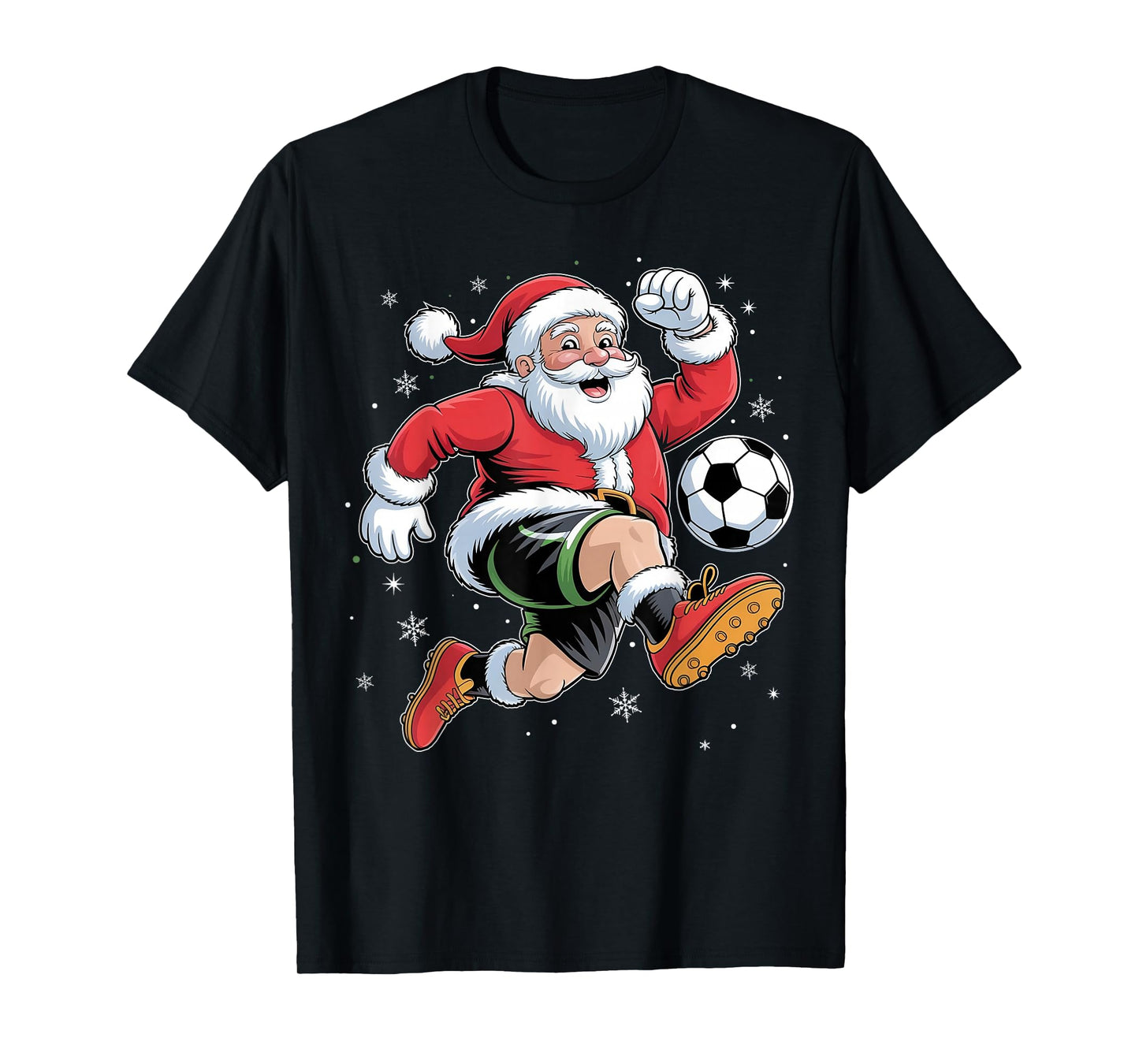 Santa Playing Soccer Christmas Boys Mens Kids Xmas Soccer T-Shirt