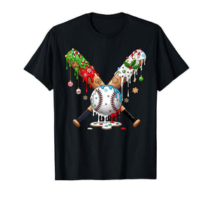 Ice Cream Drip Baseball Christmas Xmas Pajama Kids Men Boys T-Shirt