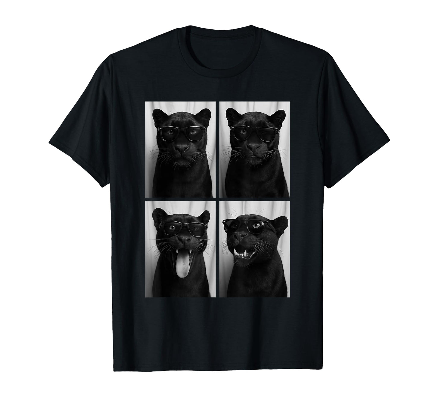 Cool Panthers Sunglasses Feline Jungle Animal Selfie Booth T-Shirt