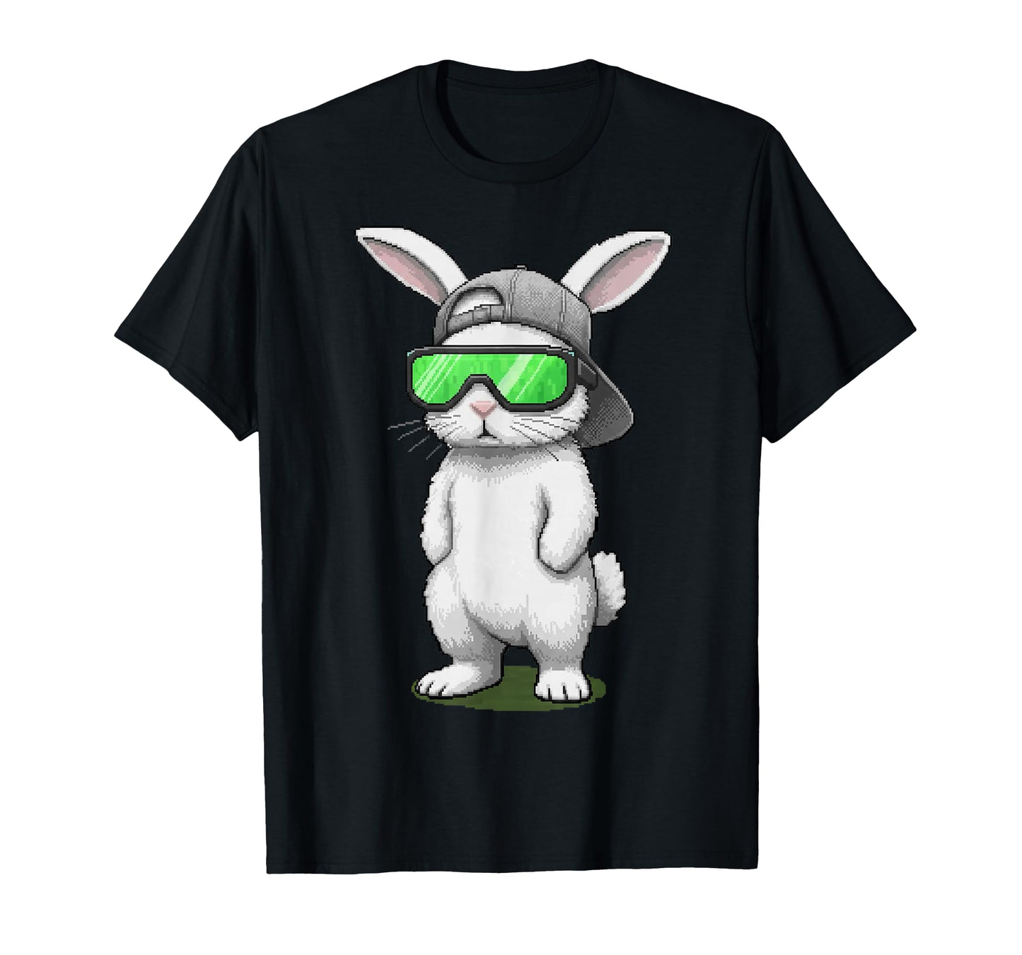 Bunny Sunglasses Cap Cool Rabbit Pixel Easter Day Boys Kids T-Shirt