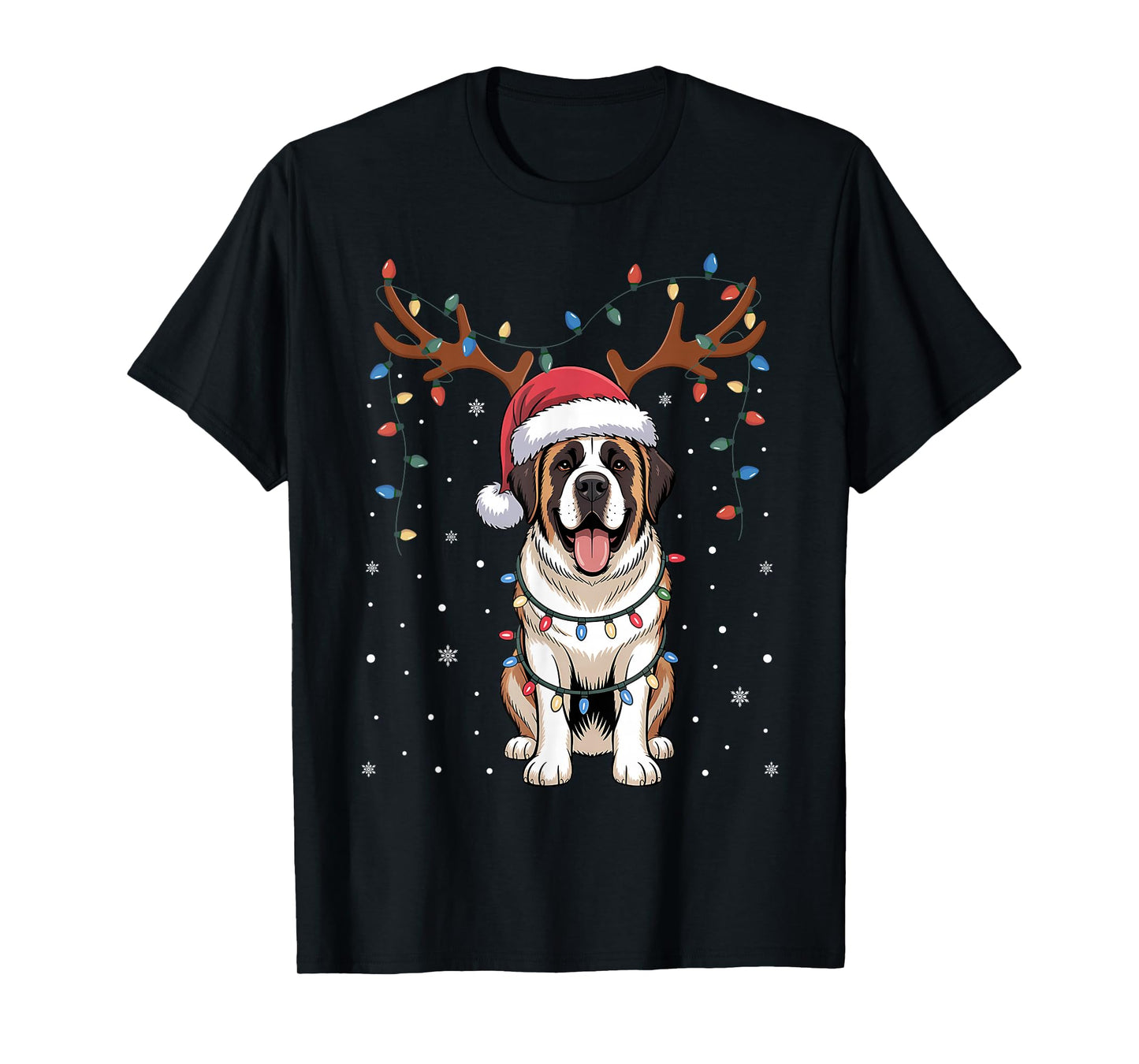 Christmas Saint Bernard Dog Santa Reindeer Xmas Pet Dogs T-Shirt