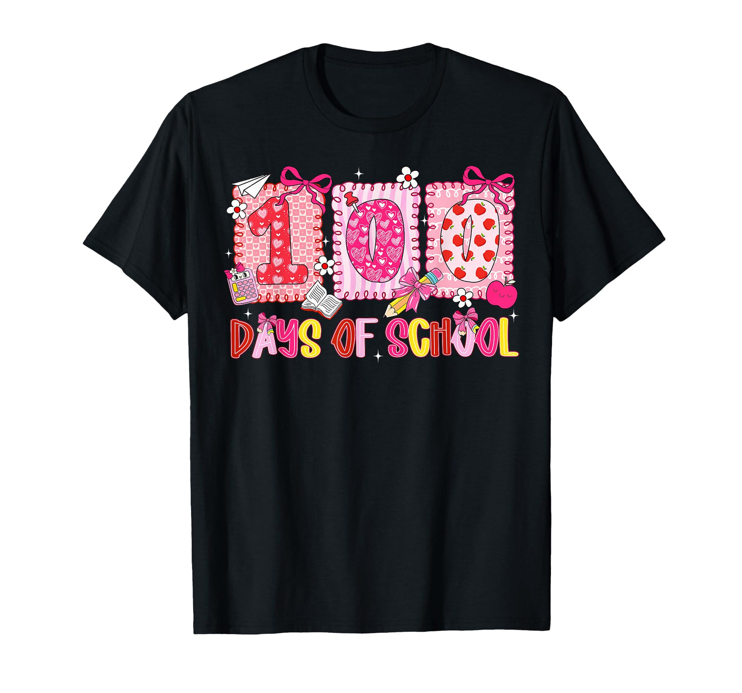 Preppy 100 Days of School 100th Day Coquette Bow Teacher Kid T-Shirt