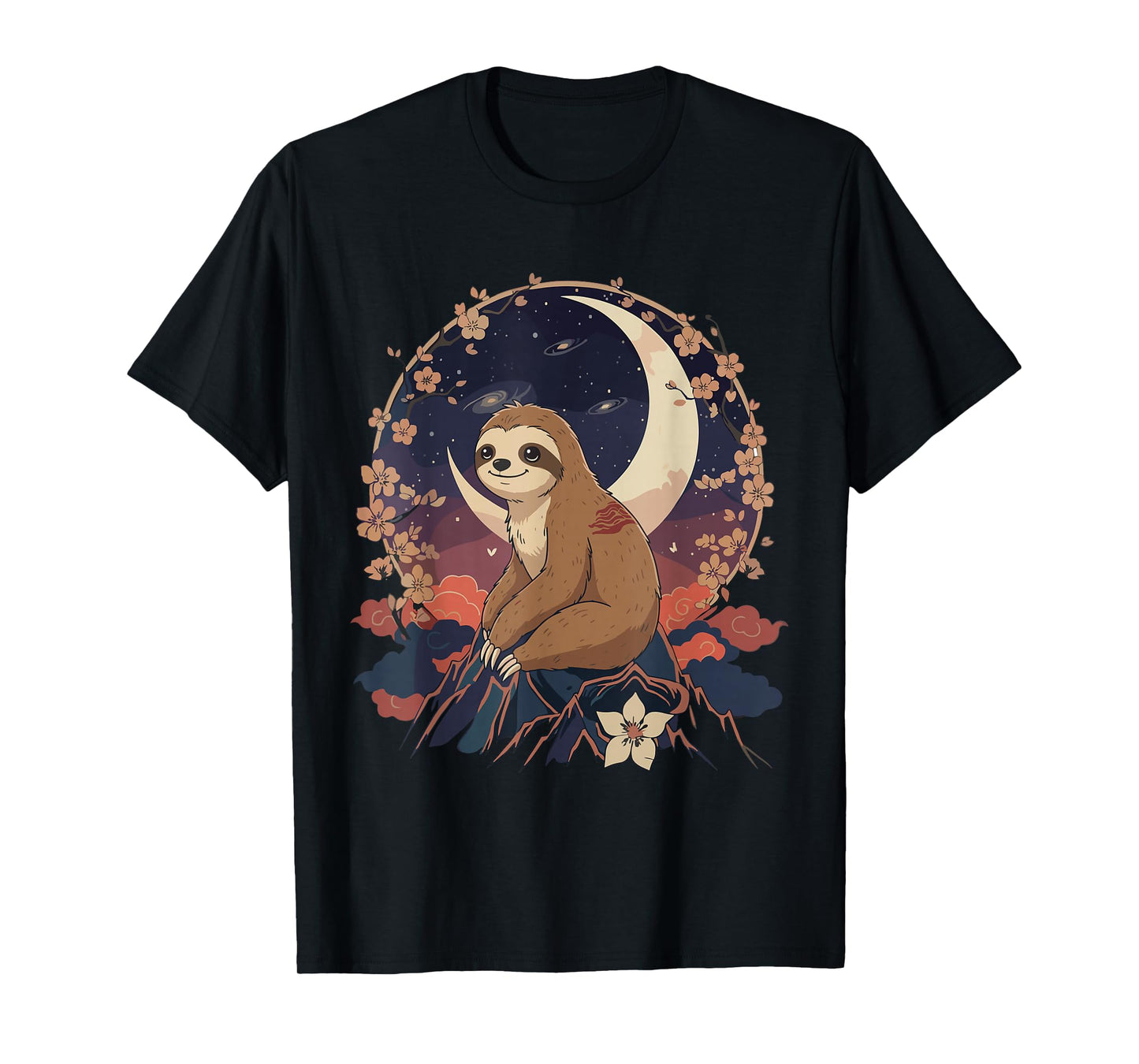 Kawaii Sloth Moon Japanese Anime T Shirts Men Women Kids T-Shirt