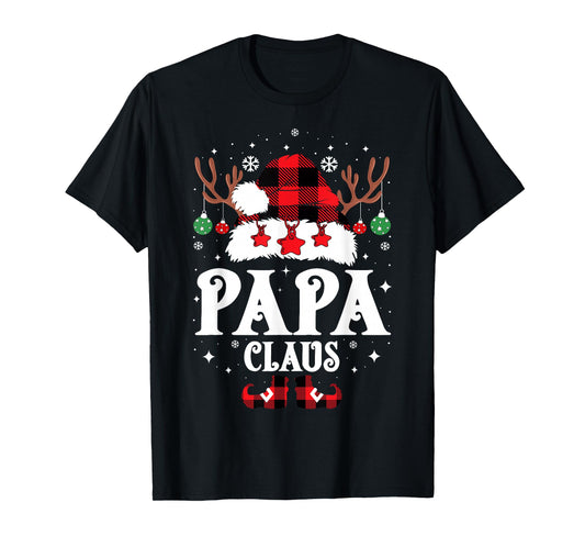 Papa Claus Christmas Lights Pajama Family Matching T-Shirt