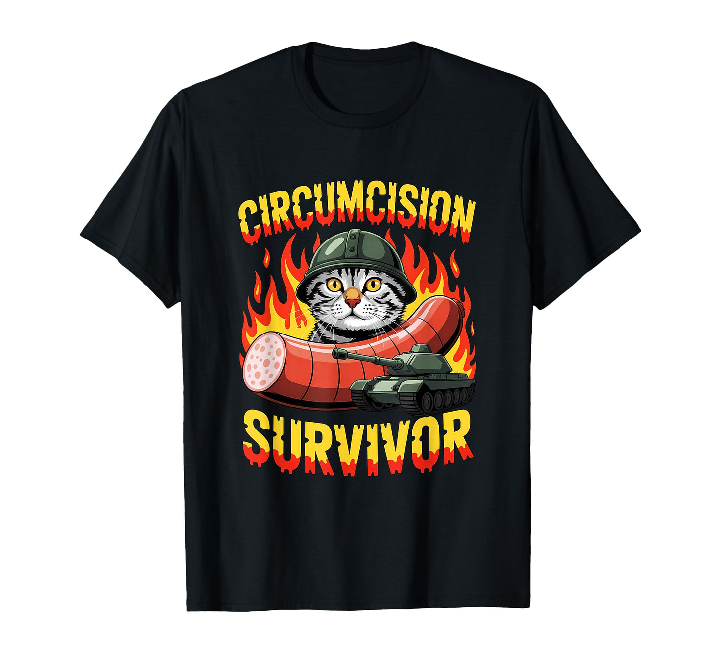 Circumcision Survivor Funny Oddly Specific Cat Meme Humor T-Shirt