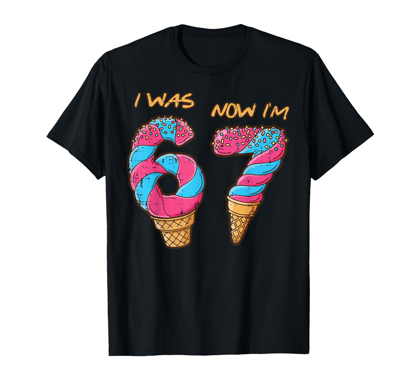 7th Birthday 6 7 Ice Cream Drip Bday Meme Youth Boys Kids T-Shirt