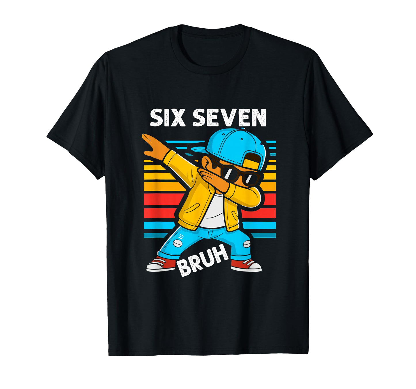 Dabbing Six Seven Bruh 67 Meme 6 7 Numbers Funny Boys Kids T-Shirt