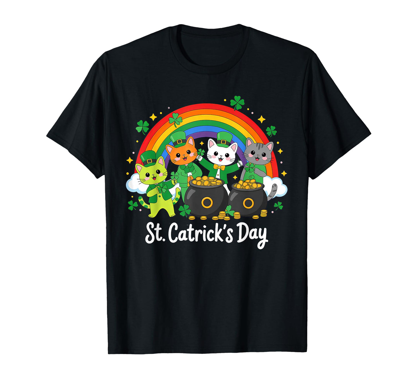 St Patricks Day Cats Catricks Saint Pattys T-Shirt