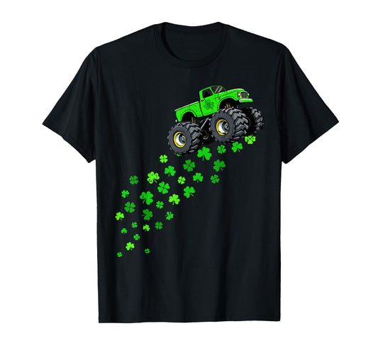 St Patricks Day Shirts Kids Boys Toddler Lucky Monster Truck T-Shirt