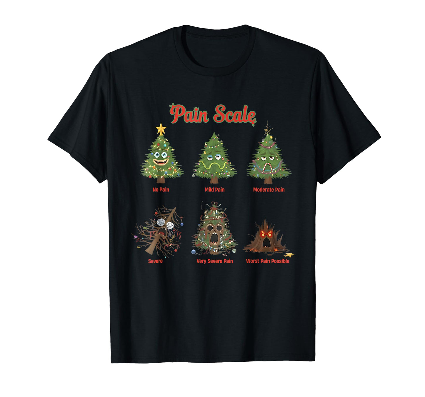 Pain Scale Snowman Nurse Christmas Tree Snow Pajamas Holiday T-Shirt