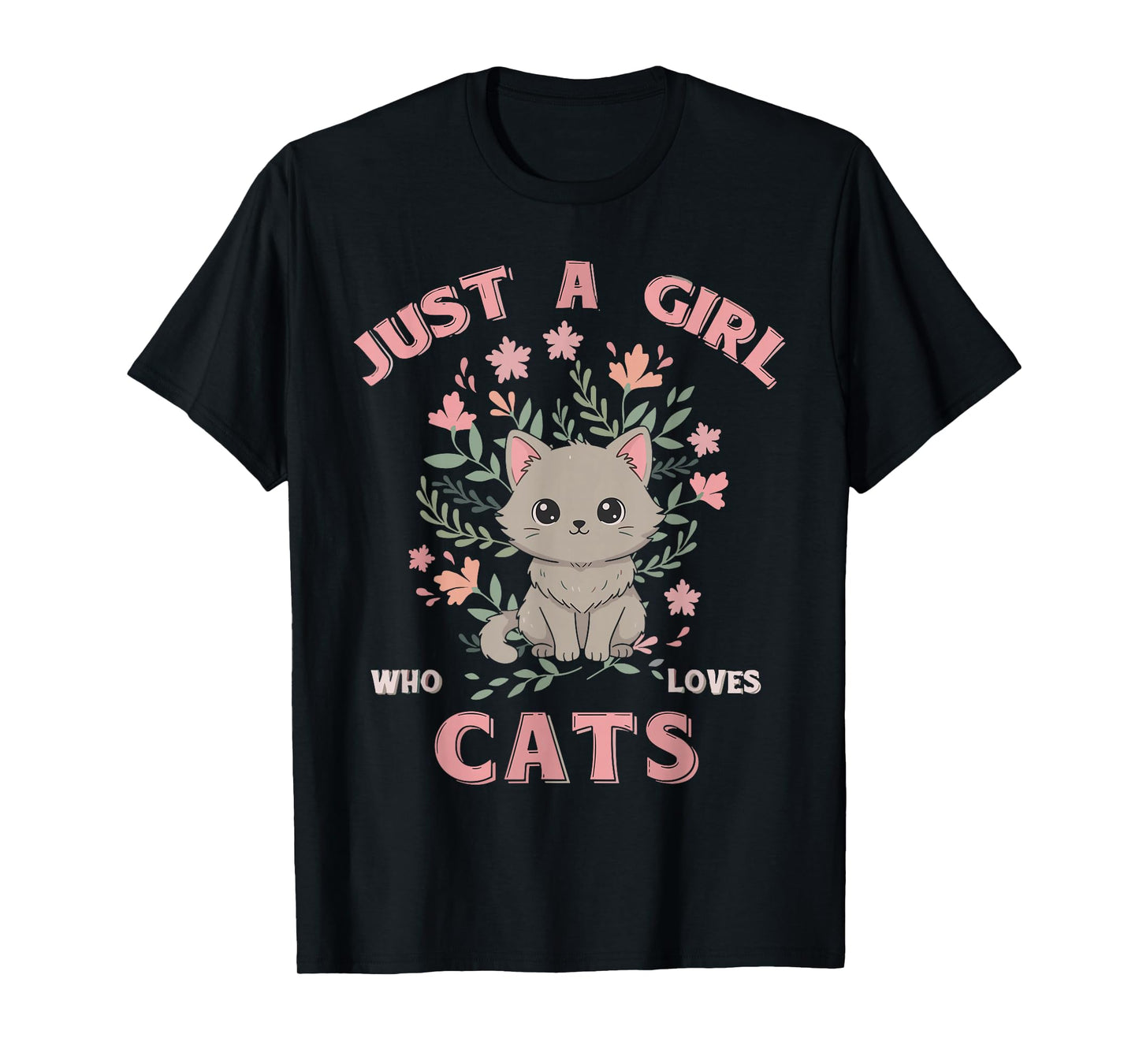 Just A Girl Who Loves Cats Cute Cat Lover Girls Kids T-Shirt