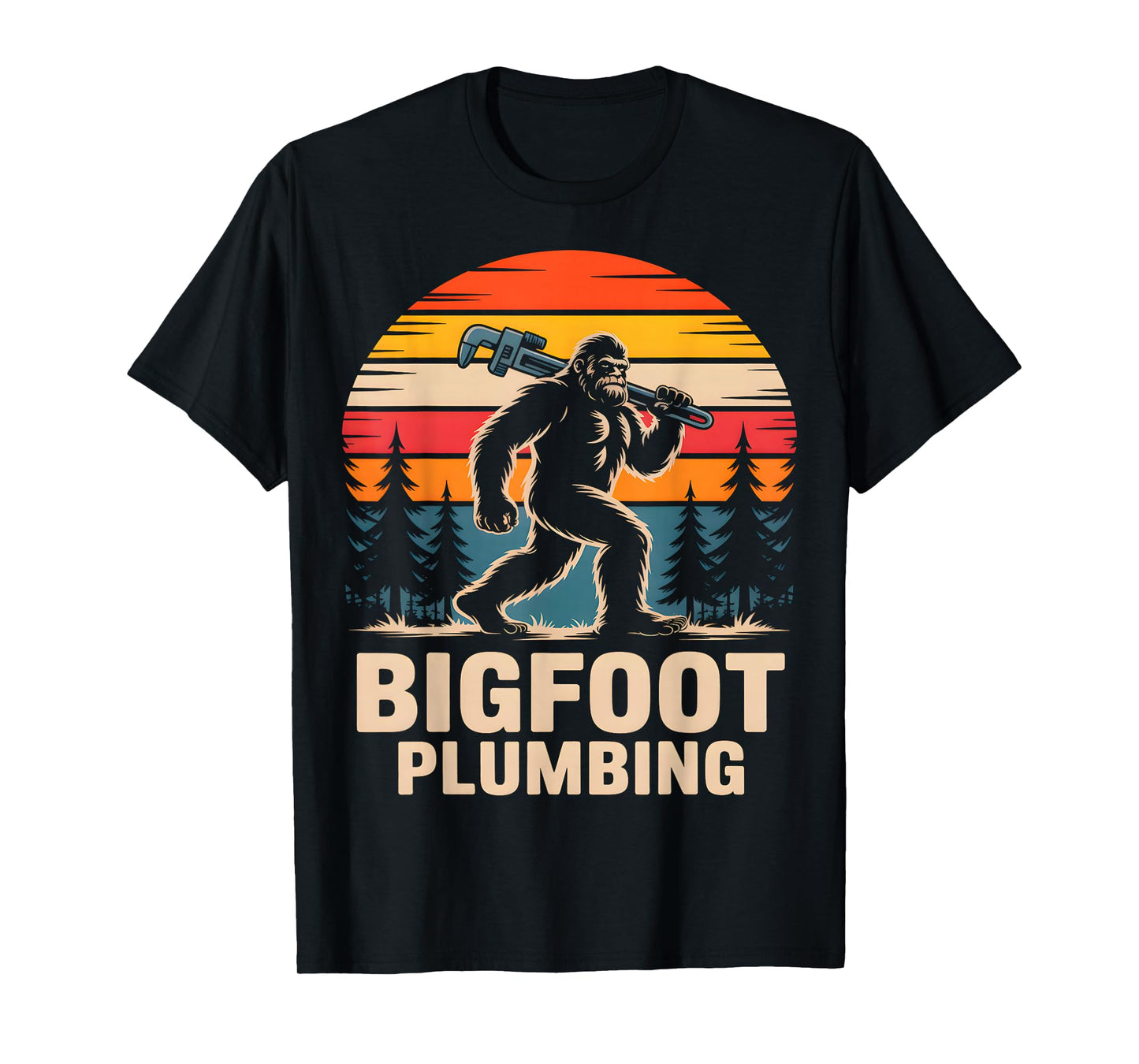 Bigfoot Plumbing Retro Funny Plumber T-Shirt
