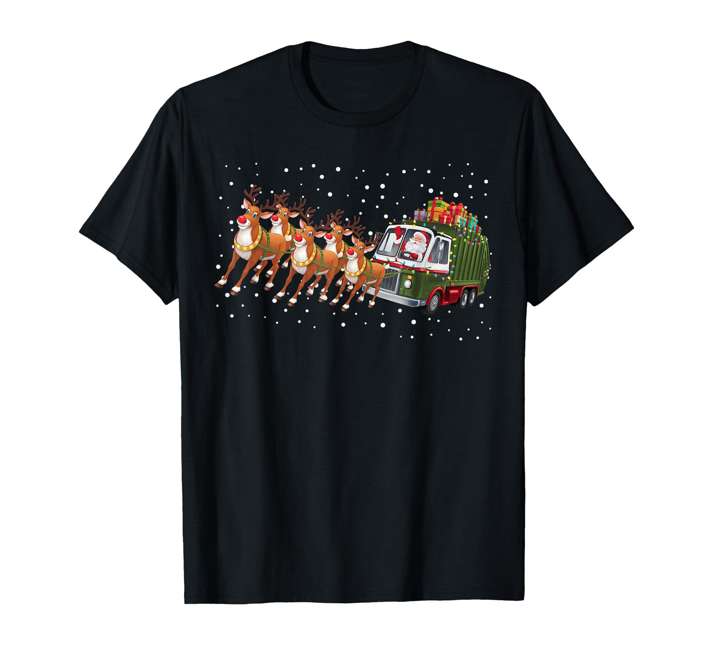 Garbage Truck Santa Sleigh Reindeer Christmas Kids Toddler T-Shirt