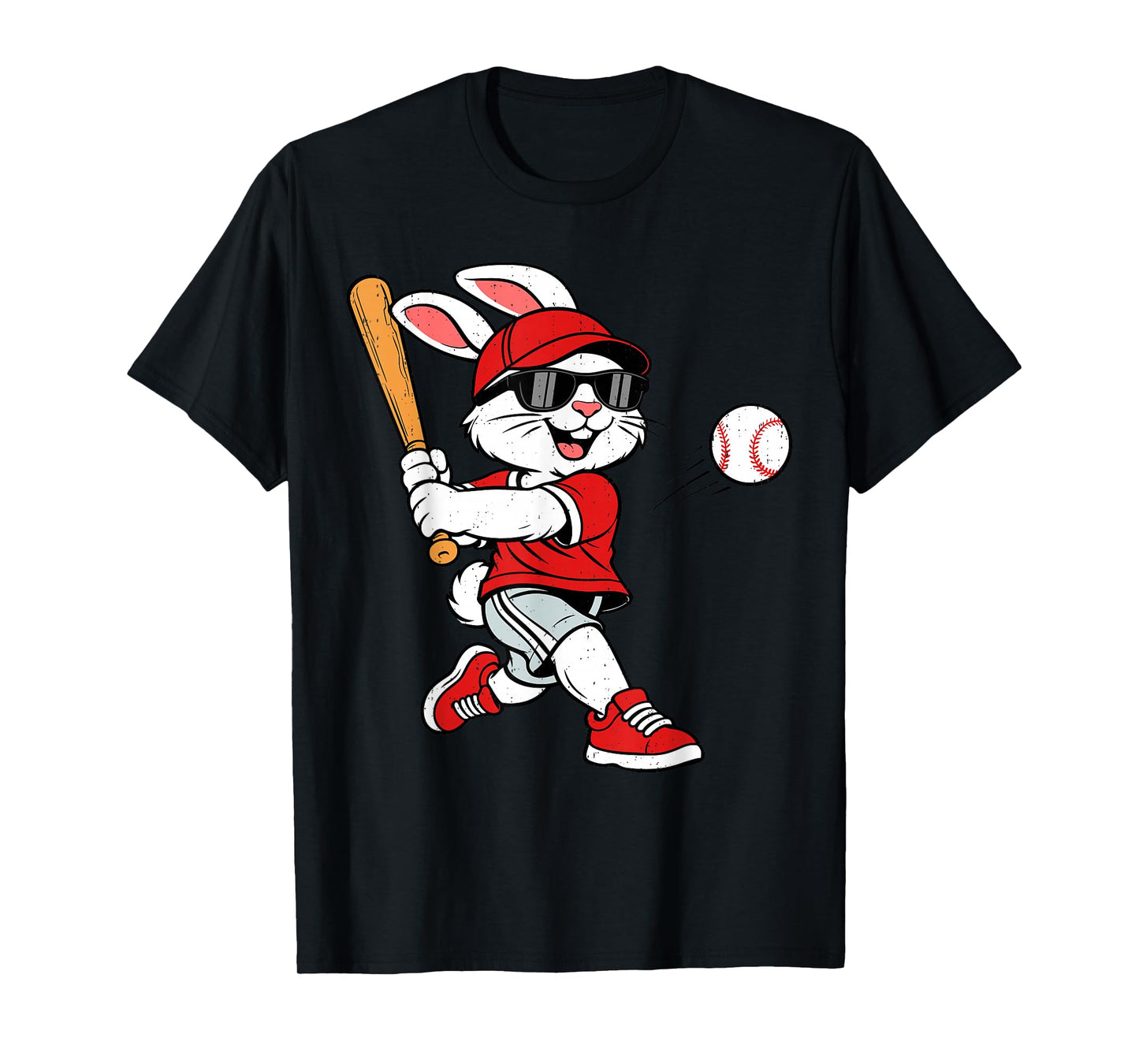 Bunny Playing Baseball Easter Sports Men Boys Kids T-Shirt