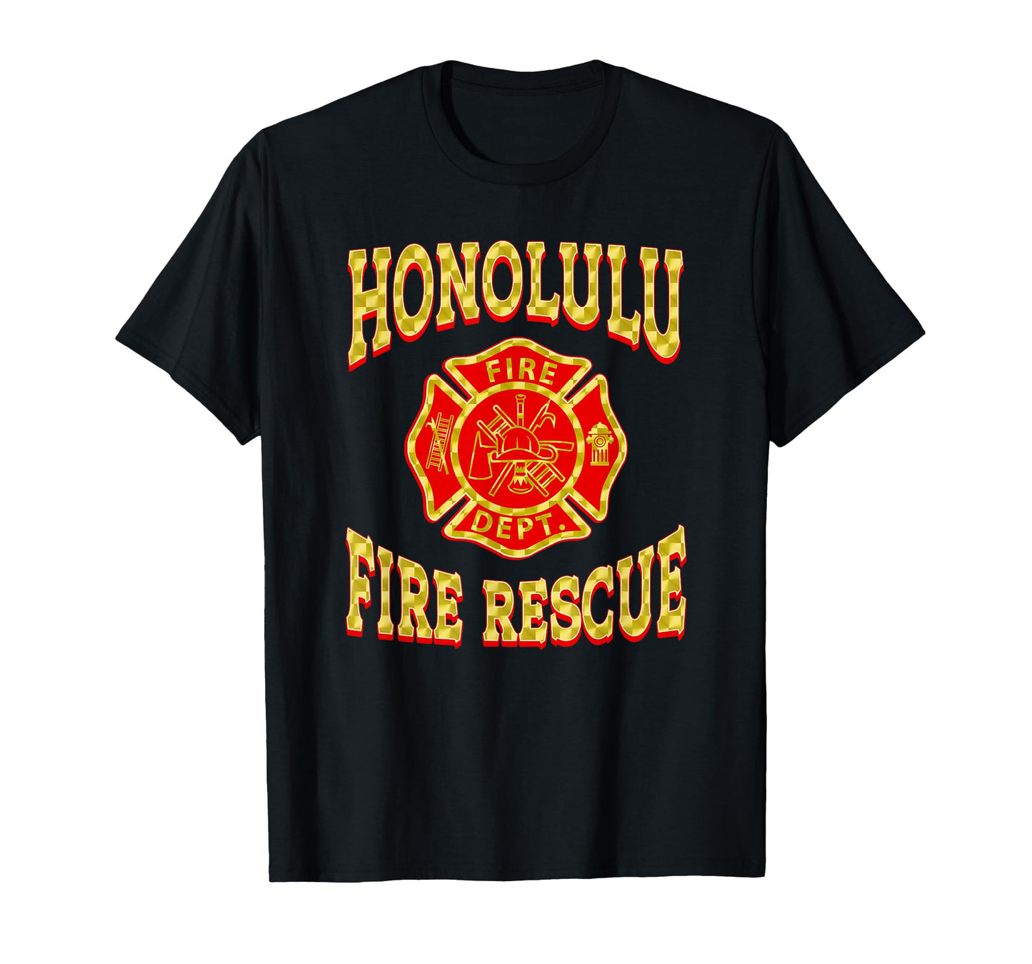 Retro Honolulu Fire Department Flag Hawaii Firefighter T-Shirt